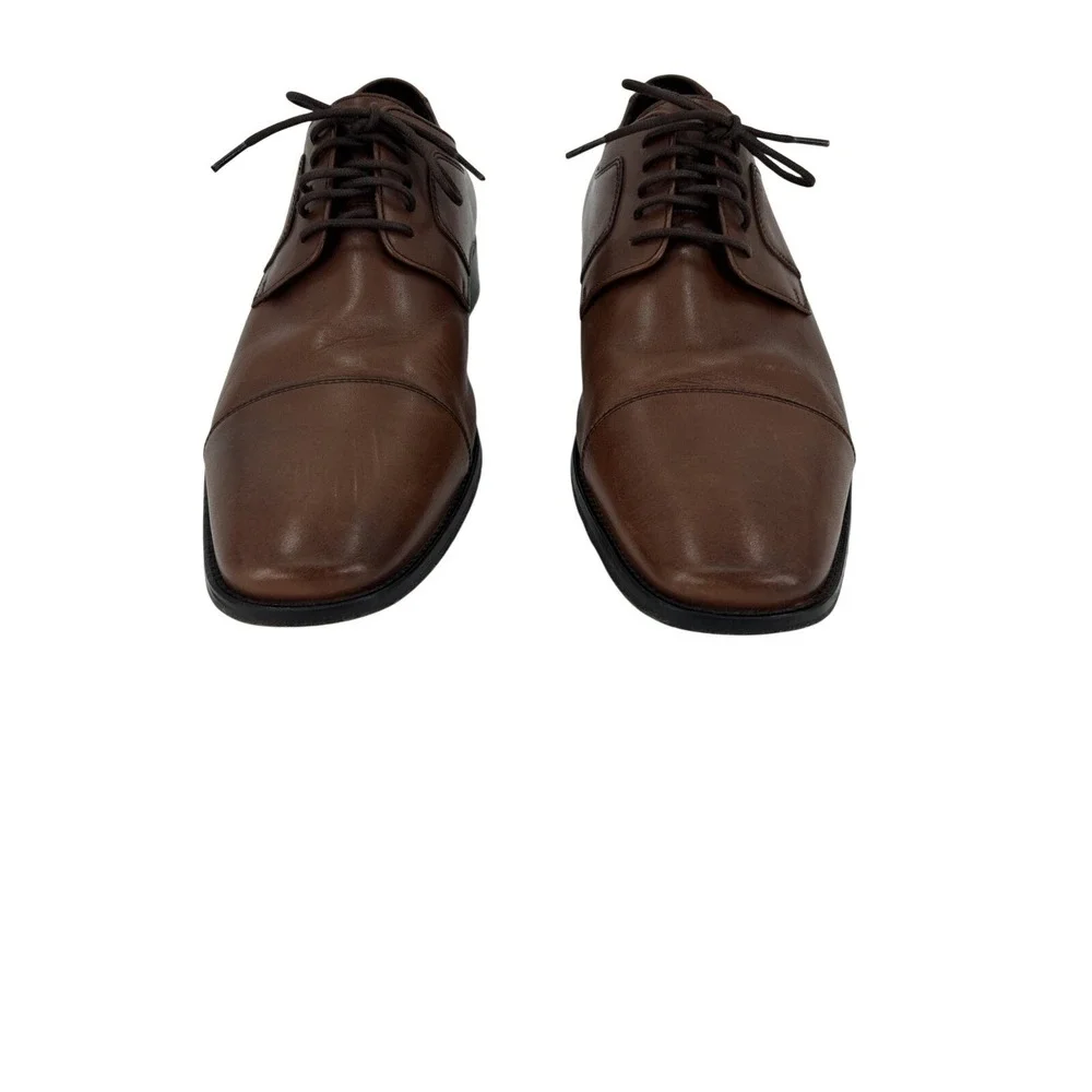 Johnston & Murphy Mens Brown Leather Cap Toe Oxford‎ Dress Shoes 24-9150